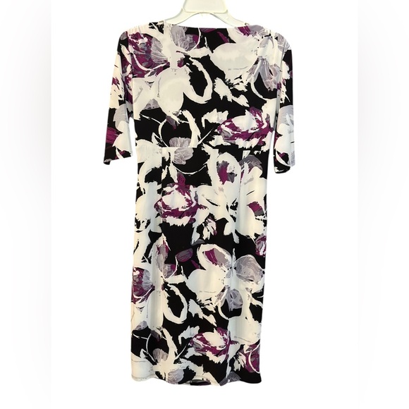 Ralph Lauren Women's Faux Floral Wrap Midi Dress V-Neck Jersey Stretch EUC Sz 10 - Picture 7 of 16